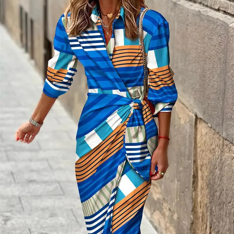 elodie | printed wrap maxikjole blå