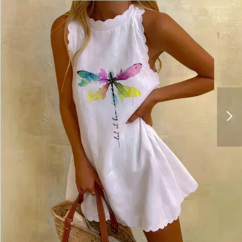 fay | sommerkjole med hjertprint hvid (sommerfugleprint)