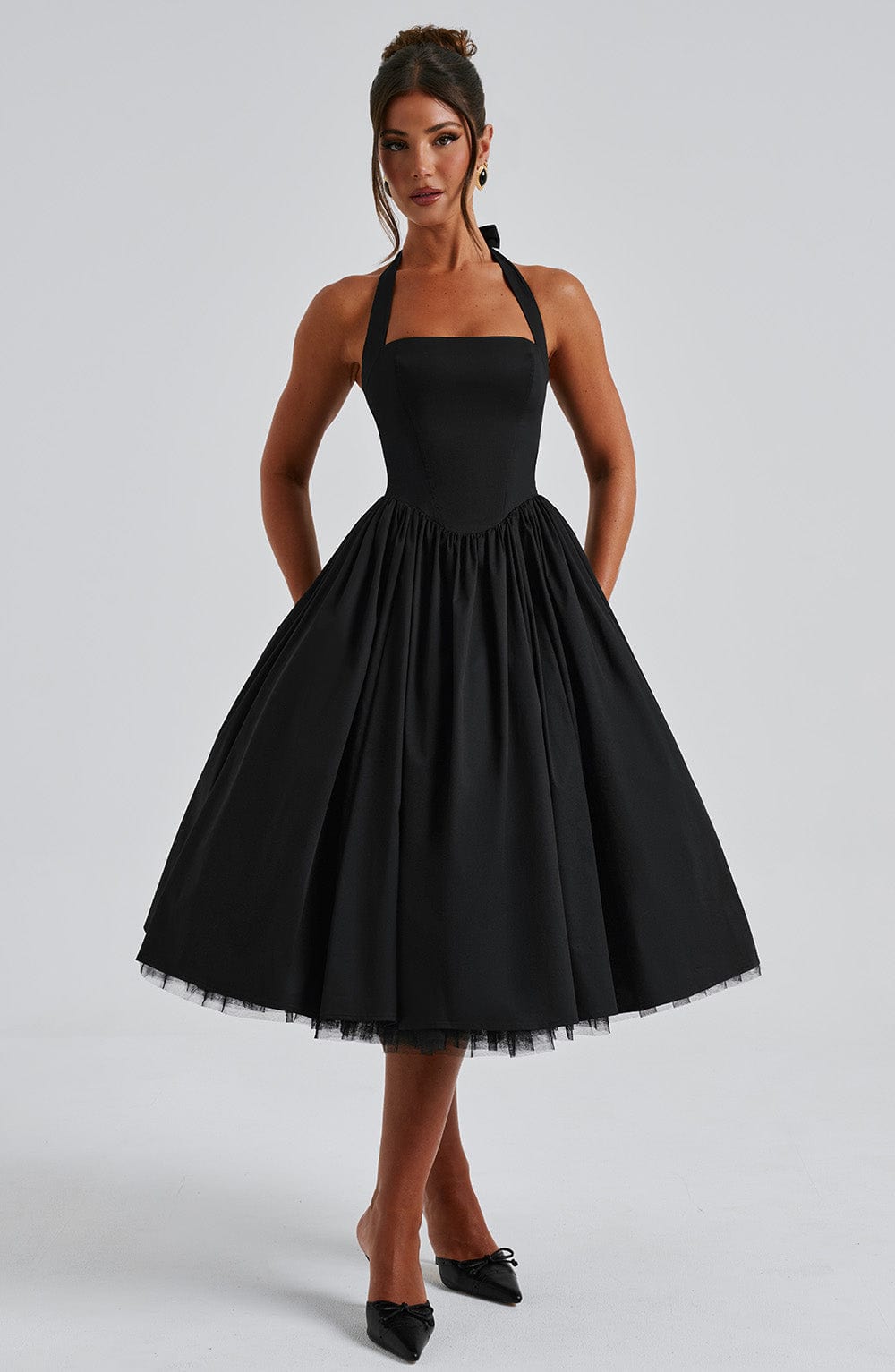 thea | elegant halterneck midikjole