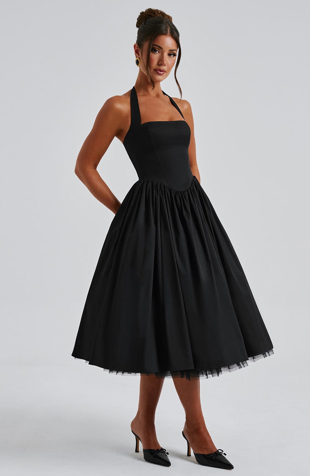 thea | elegant halterneck midikjole