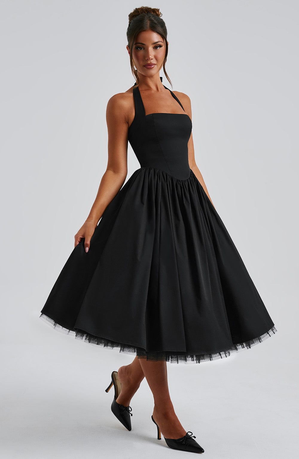 thea | elegant halterneck midikjole