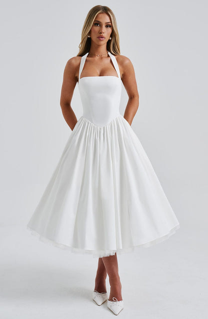 thea | elegant halterneck midikjole