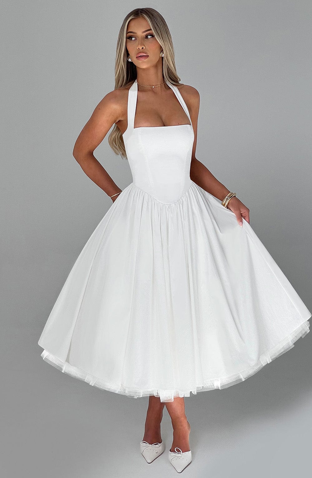 thea | elegant halterneck midikjole