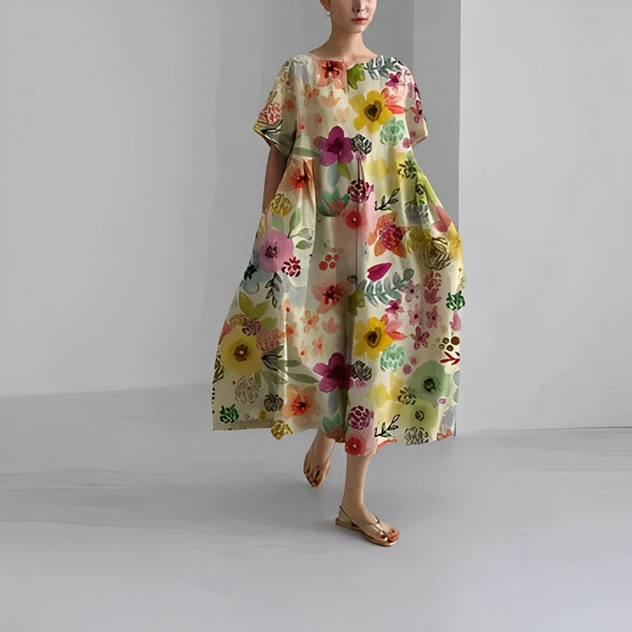 freja | afslappet blomstret midikjole
