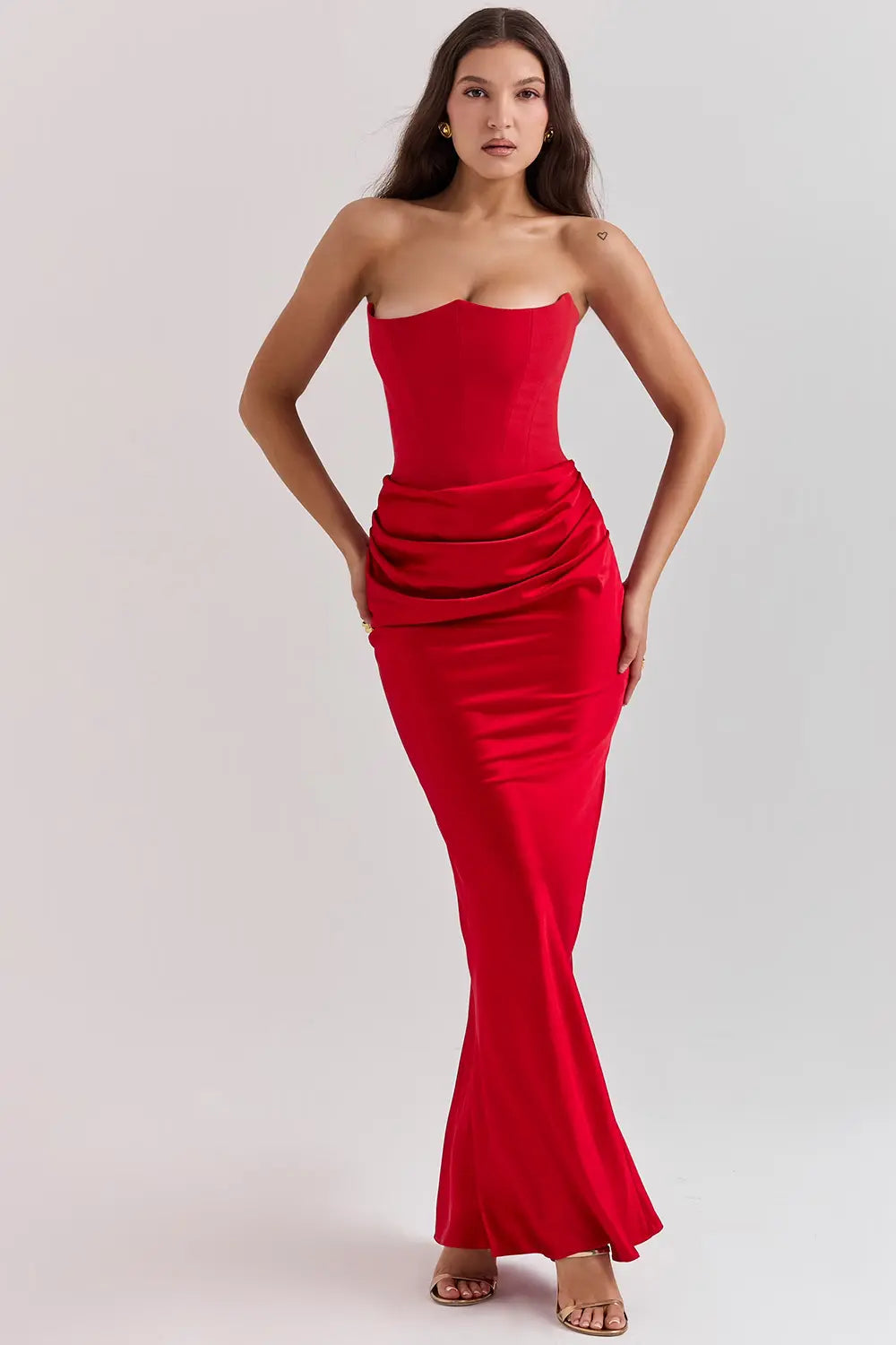 freja | strapless corsetkjole rød