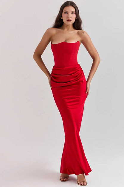 freja | strapless corsetkjole rød
