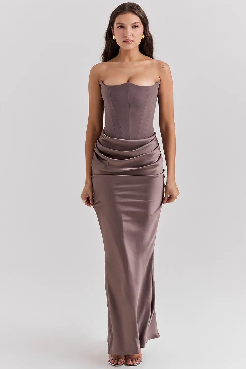 freja | strapless corsetkjole røgfarvet