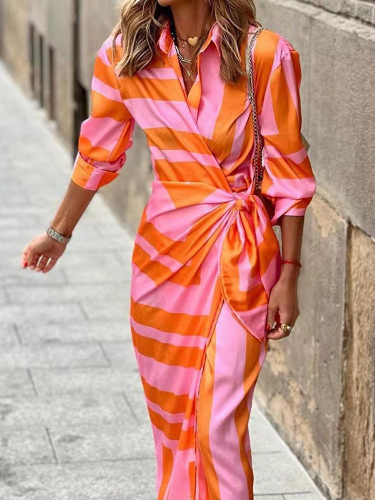 elodie | printed wrap maxikjole orange