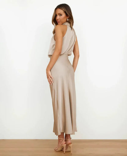 sydney | satin halterneck midi-kjole