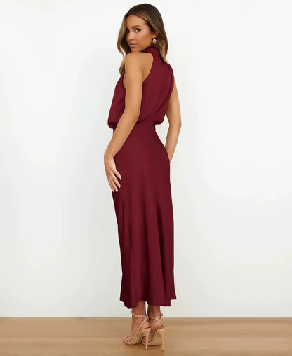 sydney | satin halterneck midi-kjole