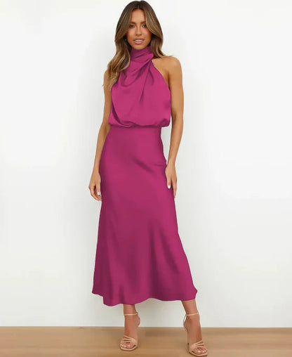 sydney | satin halterneck midi-kjole