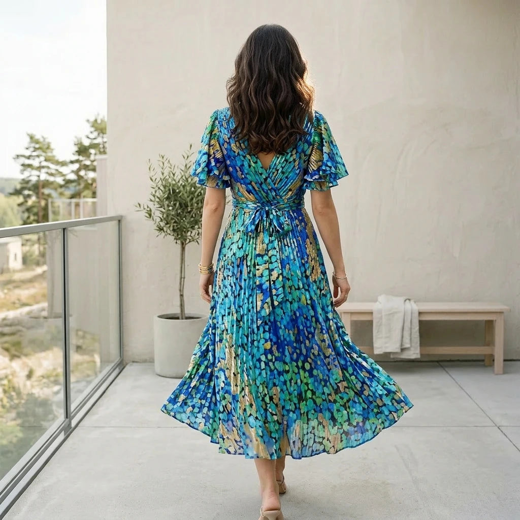 Maja | Stilfuld blomstret midikjole
