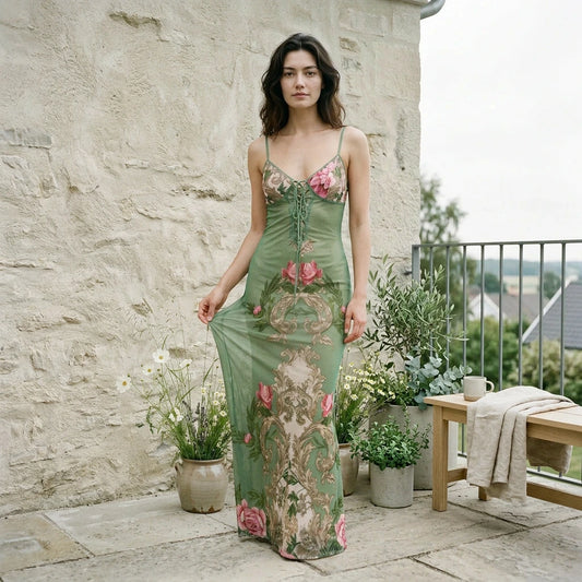 Ida | Ærmeløs blomsterkjole med V-udskæring