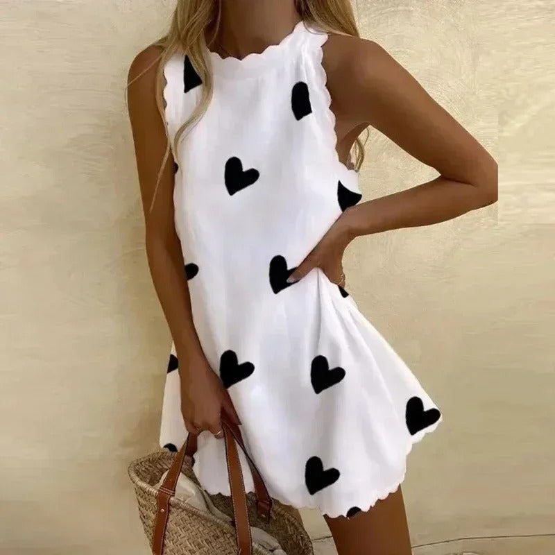 fay | sommerkjole med hjertprint hvid (hjertprint)