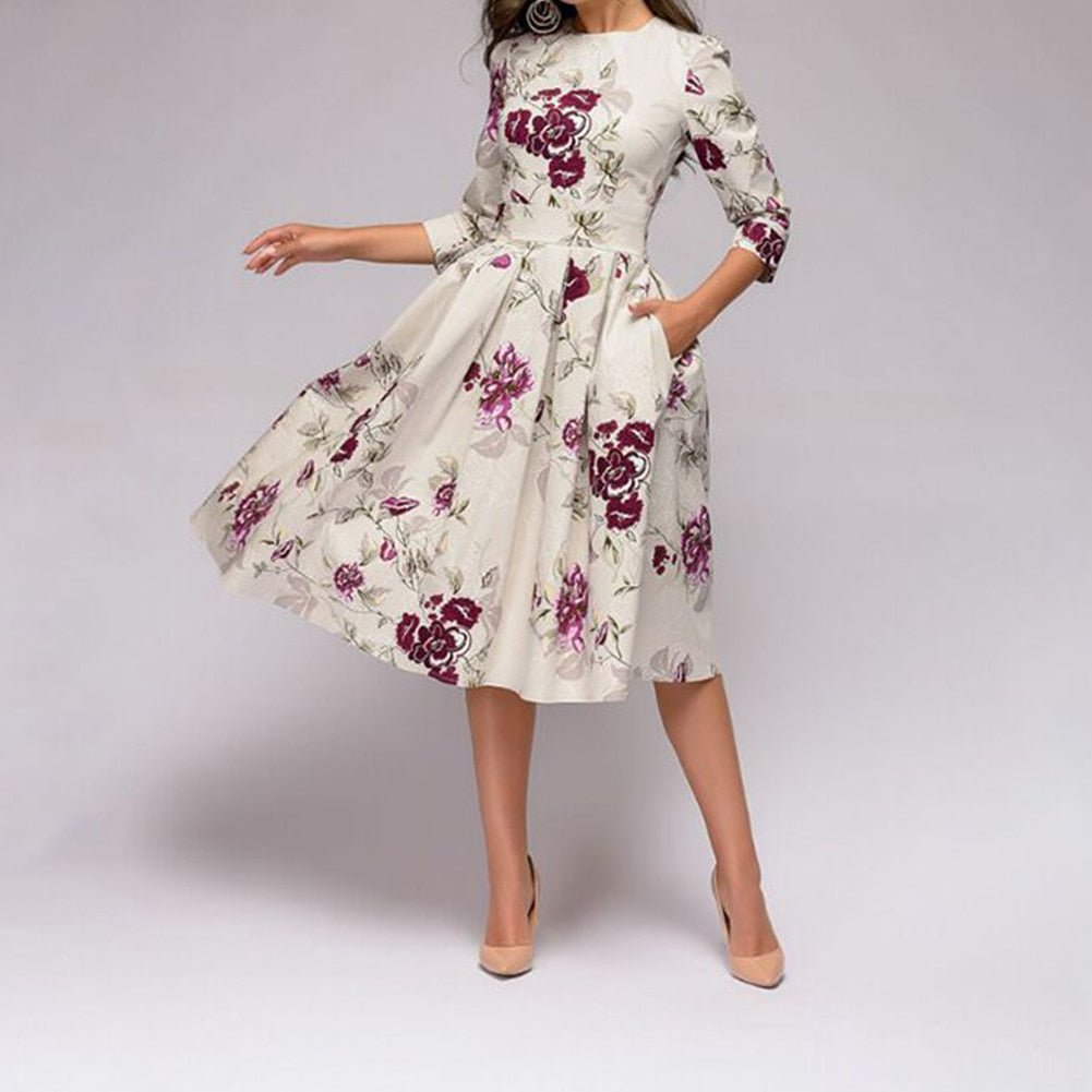 rosa | blomstret midikjole med elegance