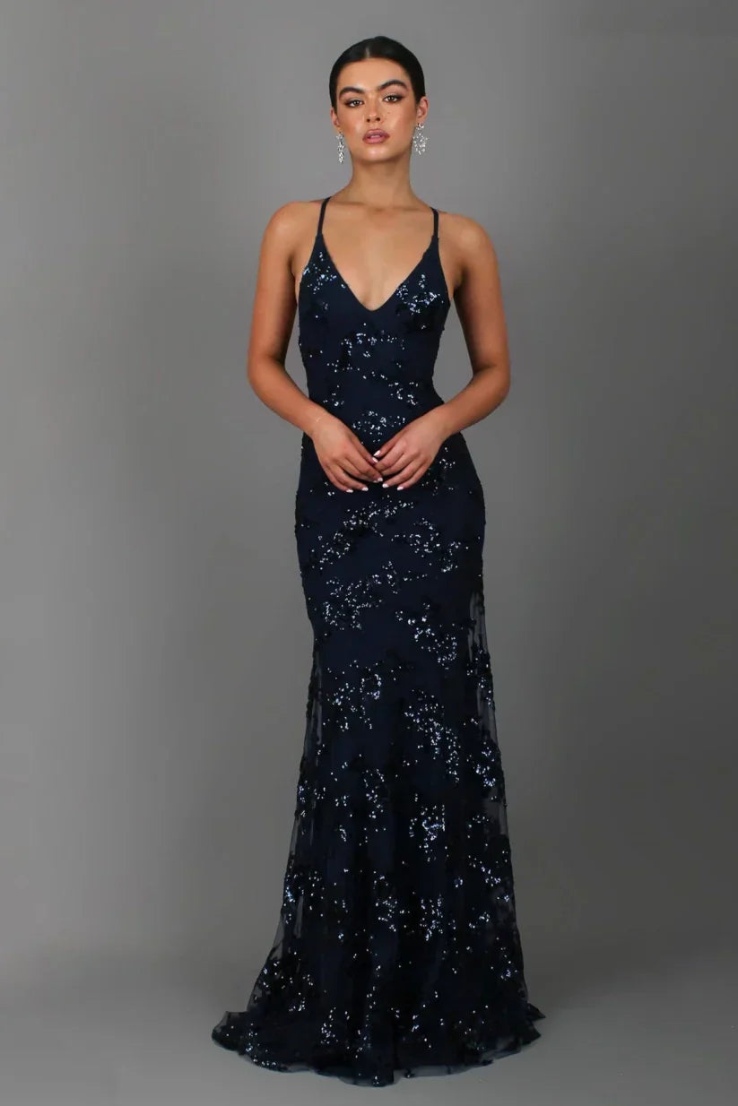 sofie | pailletter formal maxikjole sort