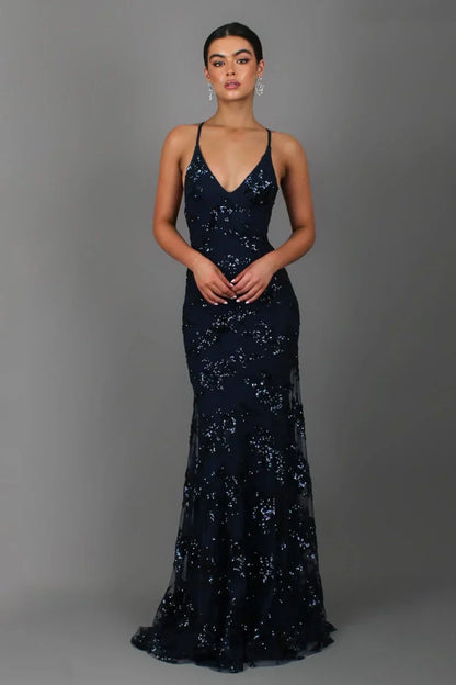 sofie | pailletter formal maxikjole sort
