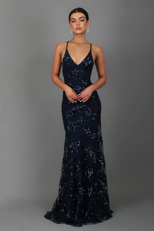 sofie | pailletter formal maxikjole sort